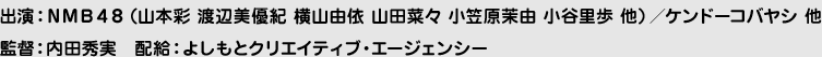 出演：ＮＭＢ４８（山本彩 渡辺美優紀 横山由依 山田菜々 小笠原茉由 小谷里歩 他）／ケンドーコバヤシ 他 監督：内田秀実　配給：よしもとクリエイティブ・エージェンシー